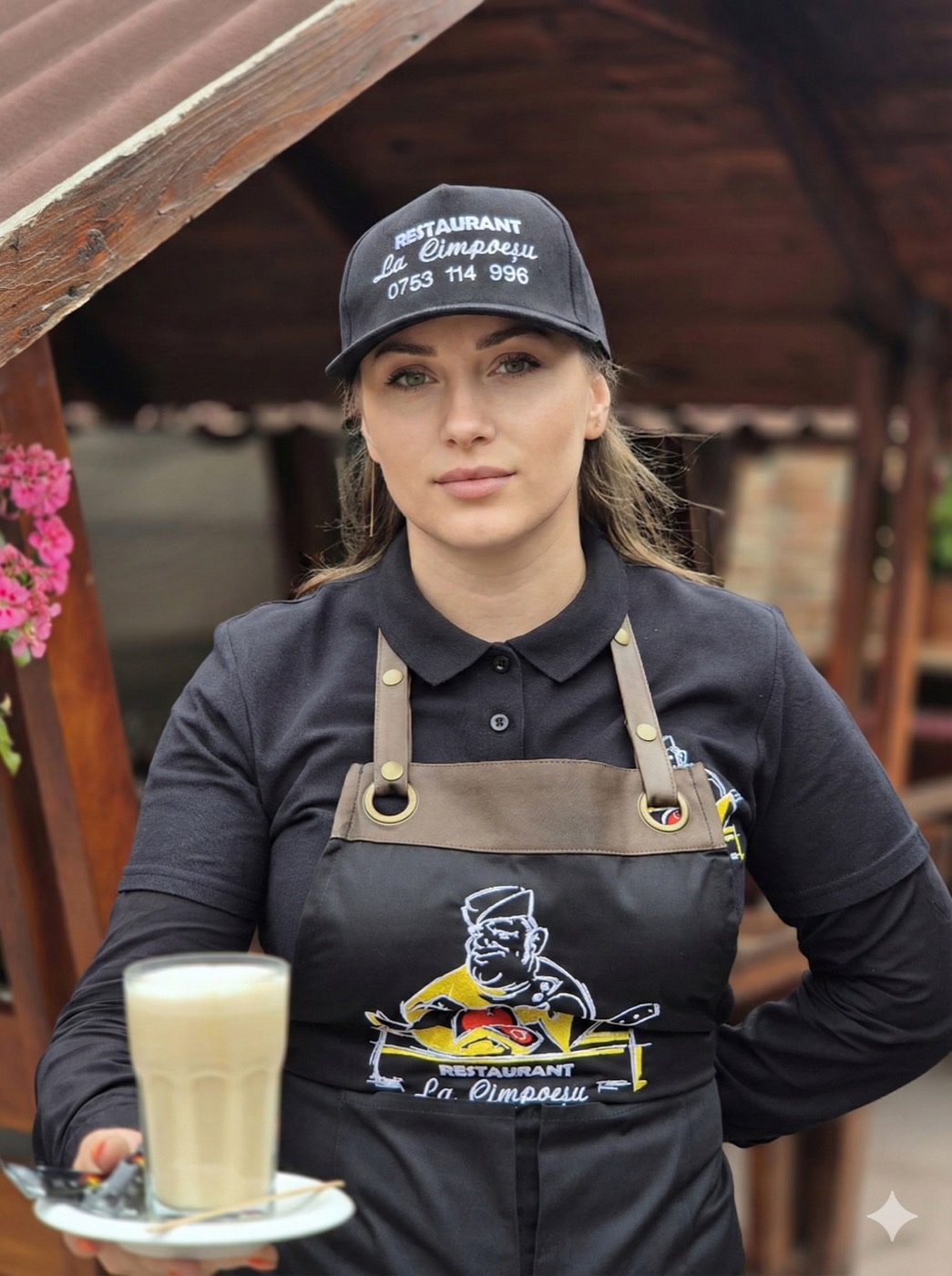 Șorț și șapcă brodate — Restaurant La Cimpoieșu