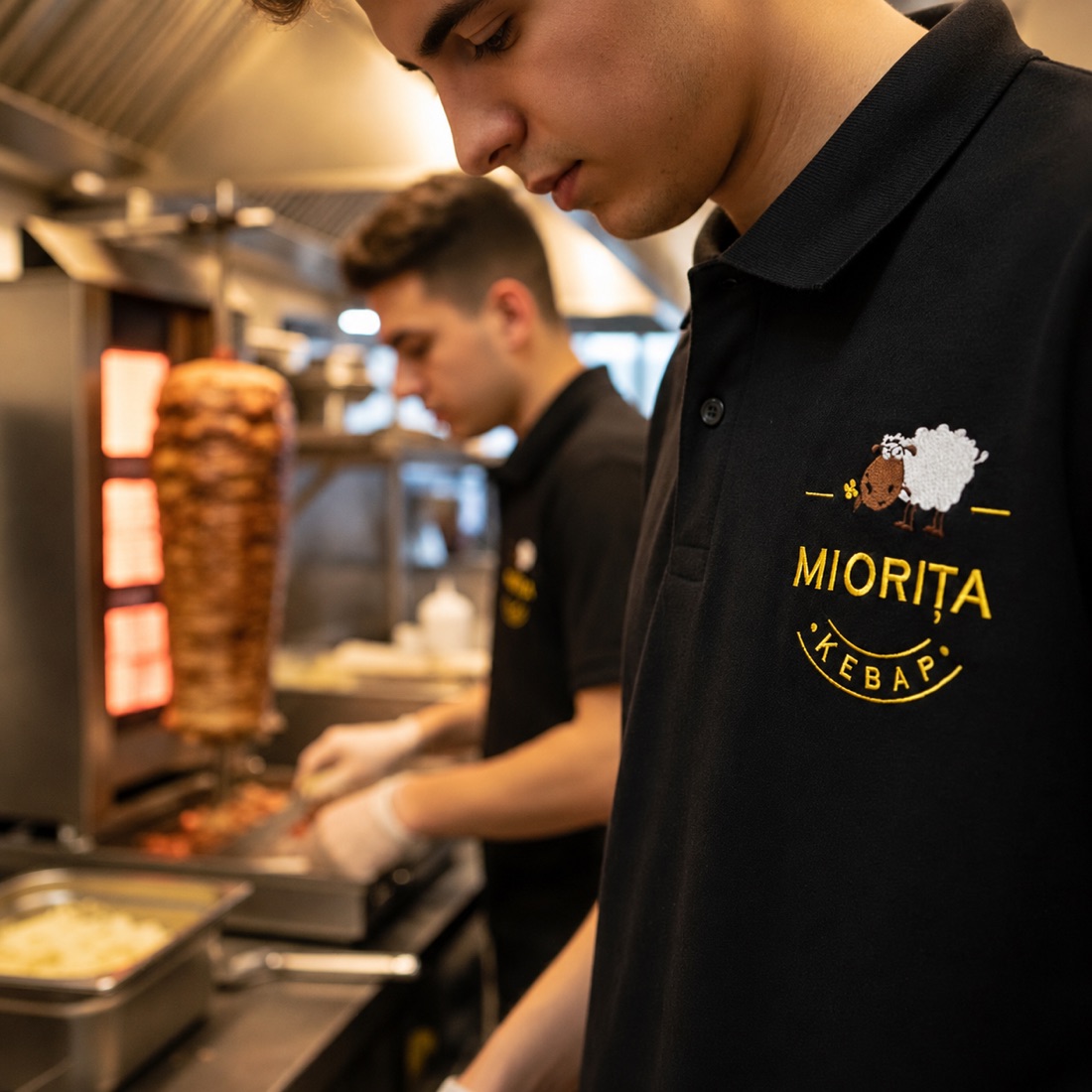 Tricou polo brodat cu logo pentru HORECA — Miorița Kebap